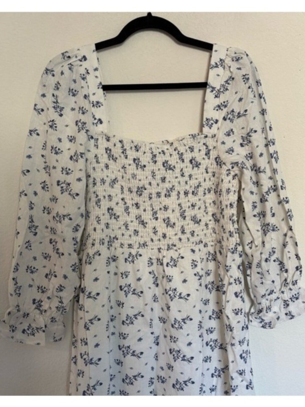 House of Harlow 1960 Linen Blend Smocked Bodice Floral Midi Dress NWT - Picture 8 of 9